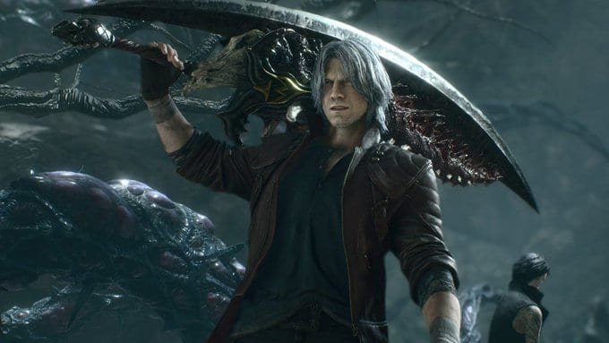 Dante holds a giant sword