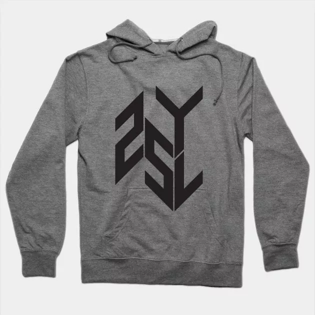 Adult hoodie black logo in the 25yl merch store