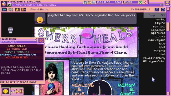 A website advertising a psychic and her services