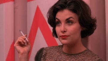 Audrey smokes in twin peaks high school bathroom
