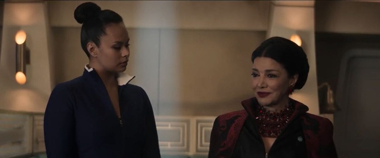 Bobbie looks at Avasarala with deference at a party in The Expanse S5E10