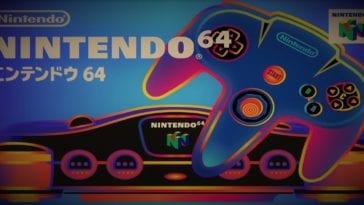 Japanese ad for Nintendo 64 features the console with neon colors