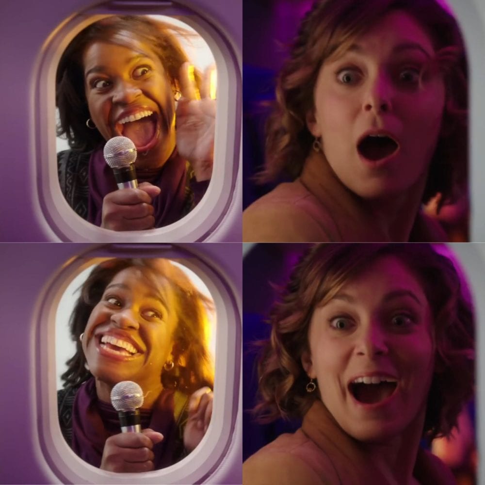 Dr Akopian sings to Rebecca through an airplane window