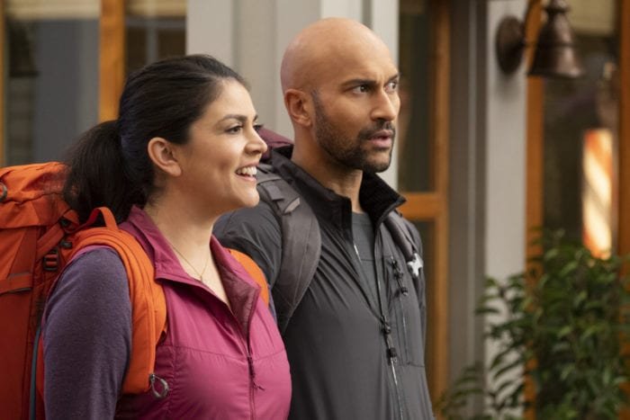 Josh (Keegan-Michael Key) and Mel (Cecily Strong) look forward incredulously