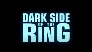 The words Dark Side of the Ring in white on a black background