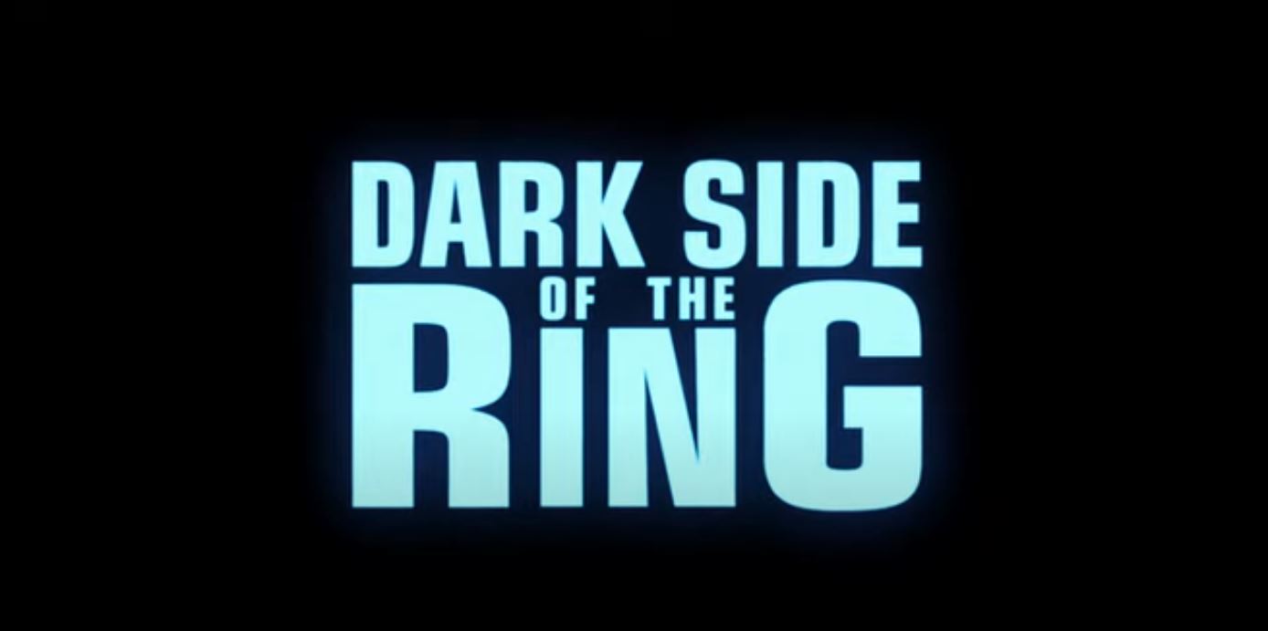 The words Dark Side of the Ring in white on a black background