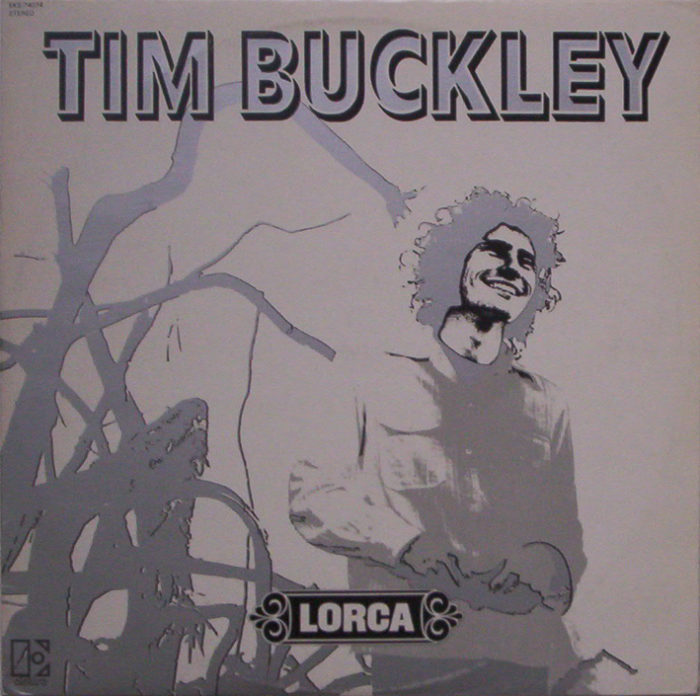 A drawing of Tim Buckley next to some branches on the cover of Lorca