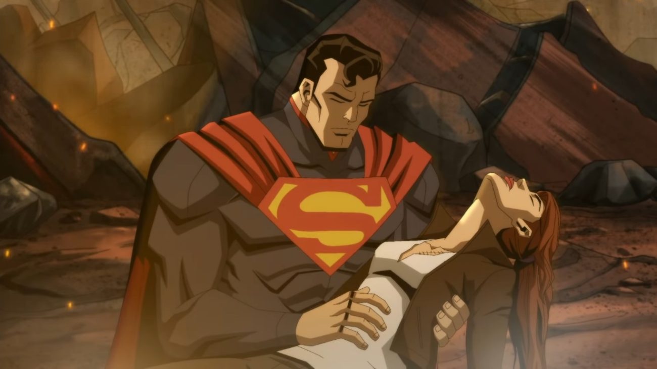 Superman holding a dead Lois Lane
