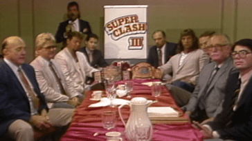 The Press Conference for AWA Superclash III does not look friendly...