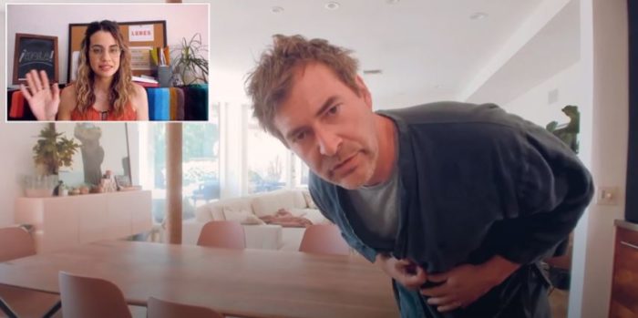 Adam (Mark Duplass) is perplexed to find Carino (Natalie Morales) "in" his kitchen