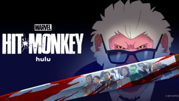 Monkey, holding a samurai sword with the other characters visible on the blade
