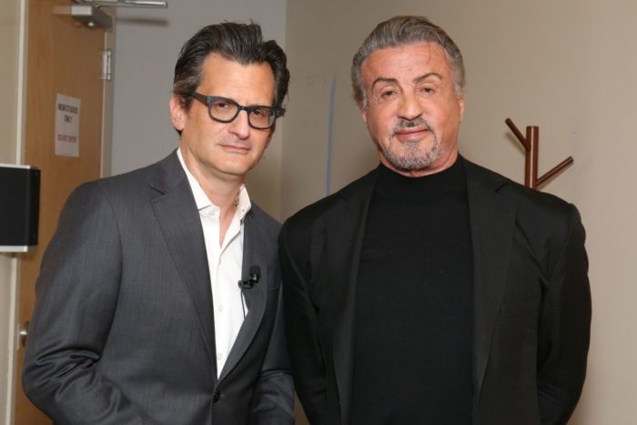 Host Ben Mankiewicz and Sylvester Stallone pose for red carpet picture