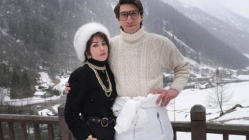 Lady Gaga and Adam Driver as House of Gucci's power couple at an alpine ski resort