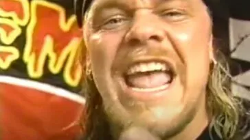 Shane Douglas talking to the camera and pointing a finger