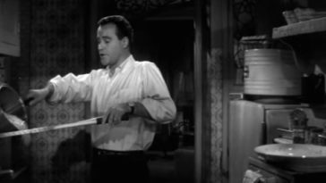 Jack Lemmon in the kitchen in The Apartment