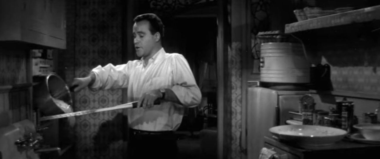 Jack Lemmon in the kitchen in The Apartment