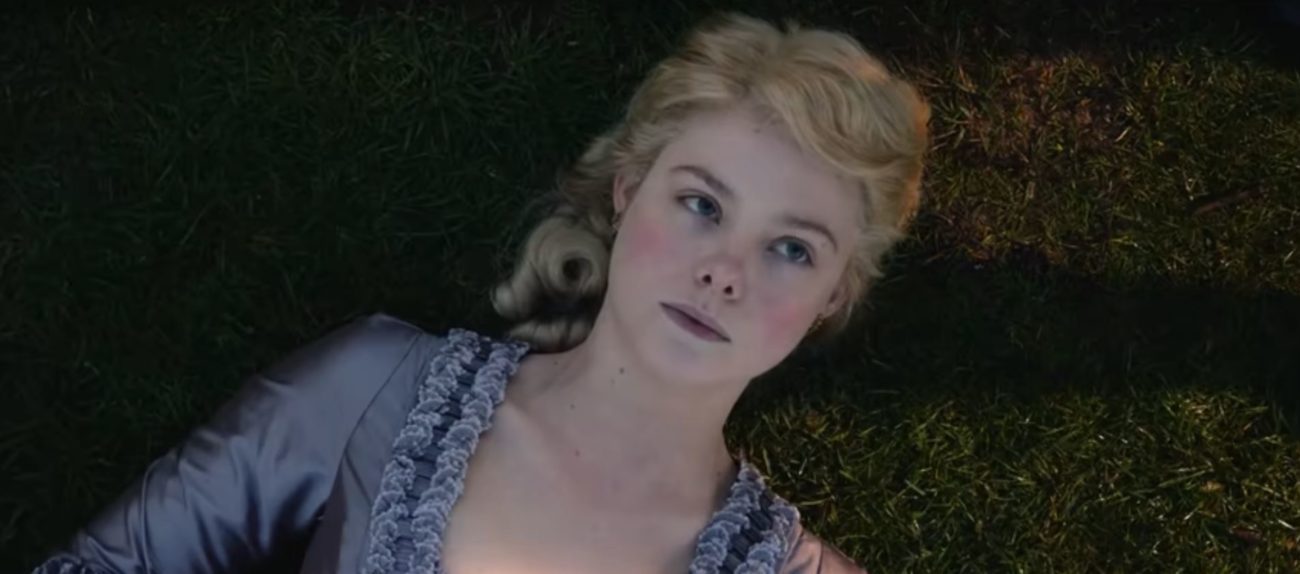 Catherine the Great (Elle Fanning) lying on the ground in Hulu's The Great
