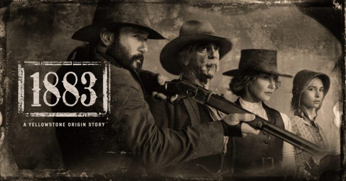 A promo poster for 1883 features characters with hats and guns