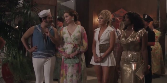 Richie, Leslie, Bambi, and Tina enter the party at the country club