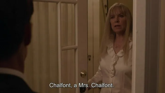 Alice Tremond telling Cooper that a Mrs. Chalfont previously owned her house.
