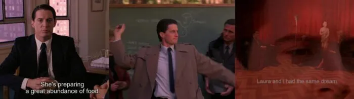 Cooper showing psychic ability in Fire Walk With Me and Season 1.