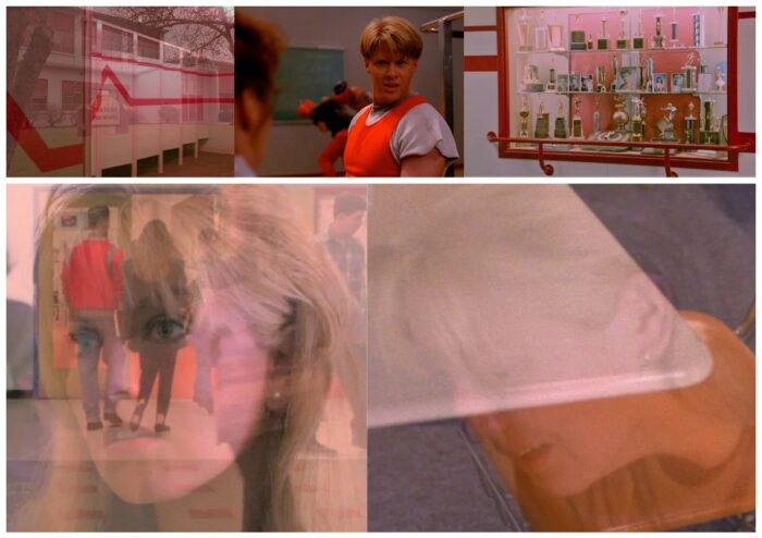 The colour orange as it appears in Laura's highschool, her face superimposed over the colour twice.