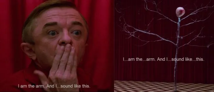 The Arm making electricity noises, next to The Evolution of the Arm doing the same.