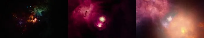 Travelling through a tunnel as colours explode and burn, purple orange green purple yellow orange yellow.