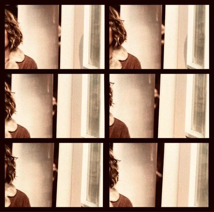 The reflections in the glass of Alice Tremond's door turning from Carrie to Cooper to young Laura.