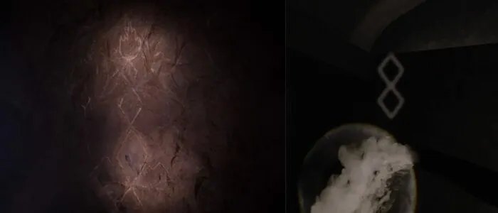 Owl cave markings look like the diamond-patterned 8 symbol emitted by Jeffries.