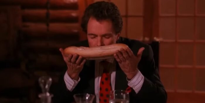 Ben Horne smells a sandwich