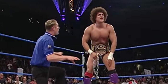 Carlito bears the US title after winning it in his WWE debut
