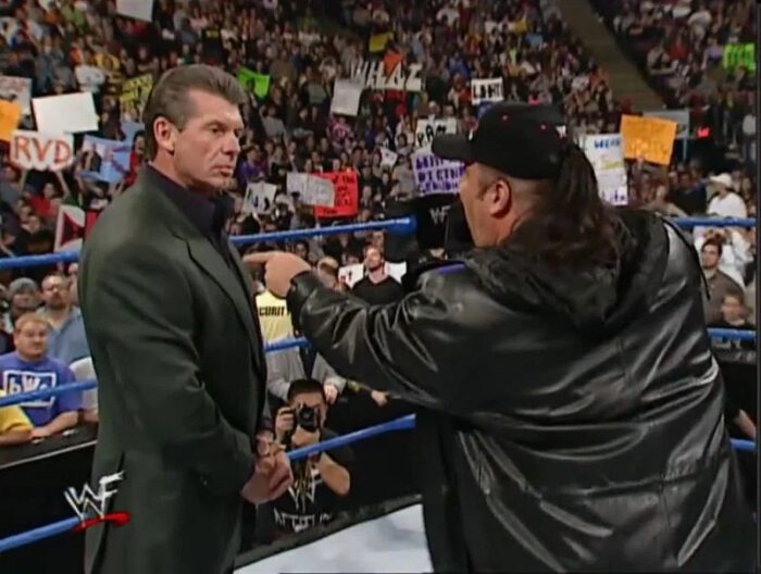 Paul Heyman cuts a scathing promo on Vince McMahon, putting a finger at the man