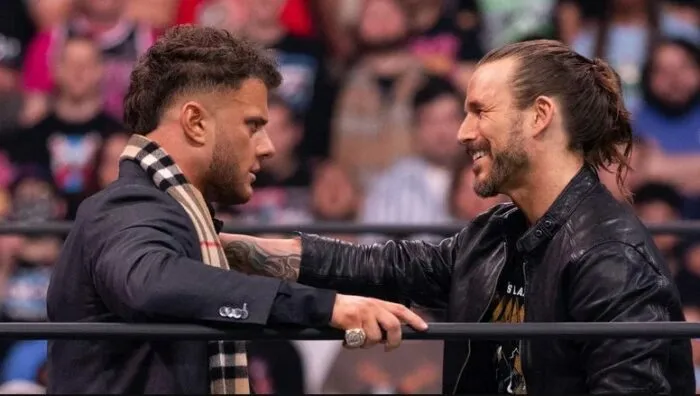 Adam Cole taunting MJF in the ring