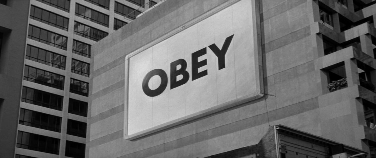 A sign that says "obey"