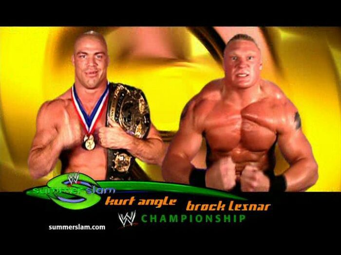 Kurt Angle vs. Brock Lesnar title card from SummerSlam 2003