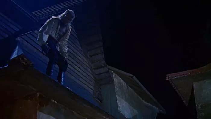 A werewolf on a roof