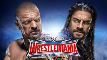 WrestleMania 32 Triple H vs. Roman Reigns title card