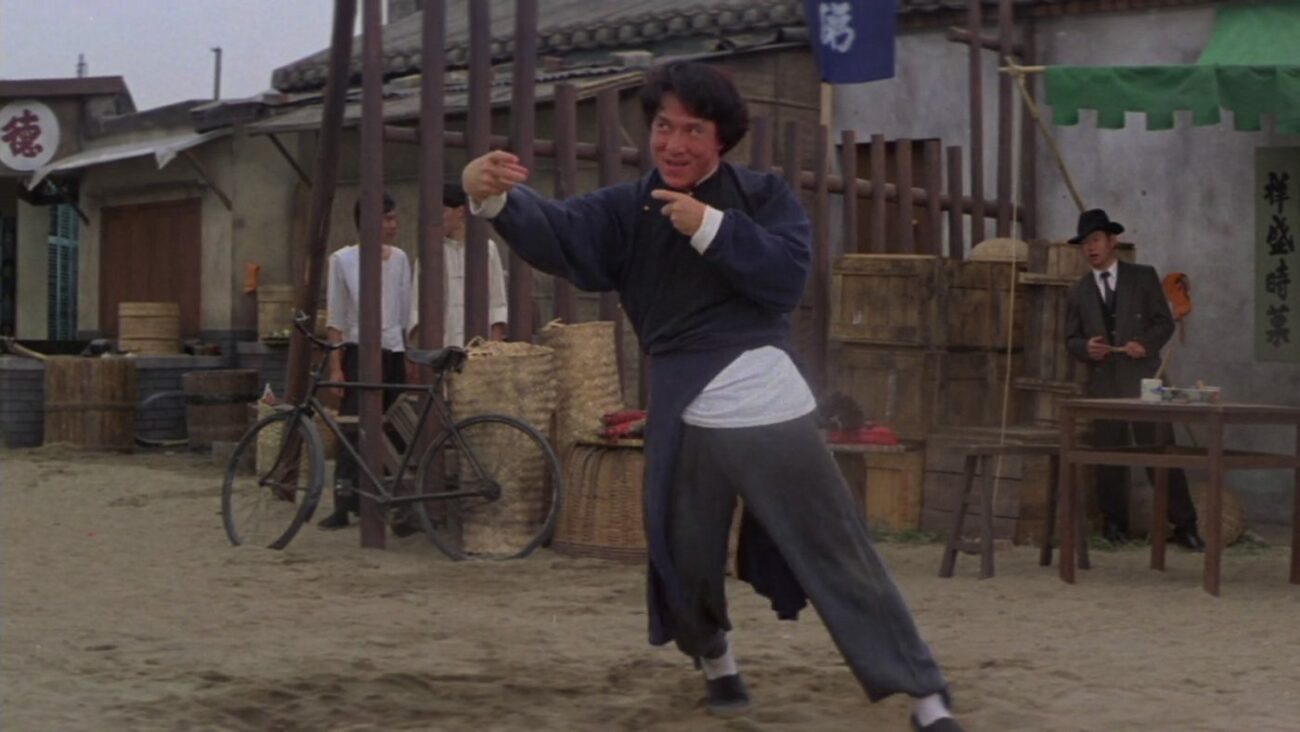 Jackie Chan drunk, in the middle of a fight from The Legend of the Drunken Master