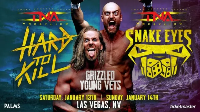 TNA Hard to Kill 2024 promo card featuring the Grizzled Young Veterans