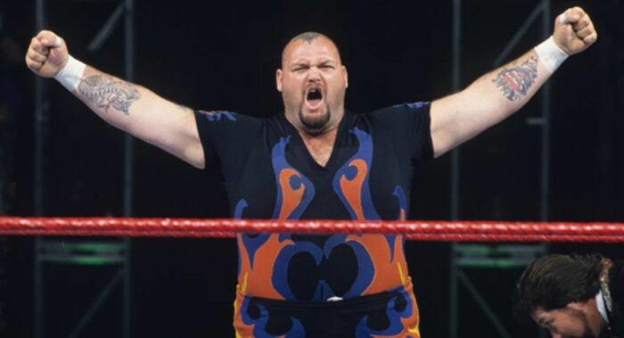 Bam Bam Bigelow roars at the crowd