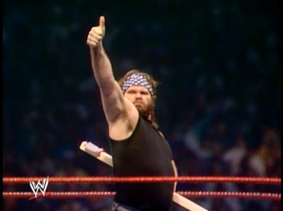 Hacksaw Duggan gives the thumbs up at WrestleMania III