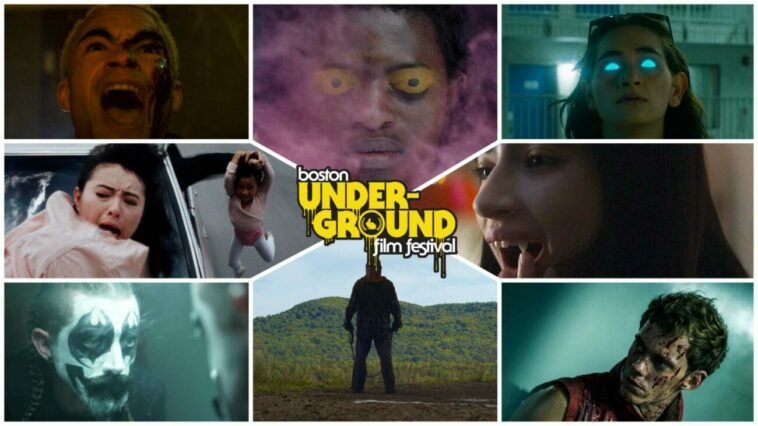 A montage of images from the films appearing at The Boston Underground Film Festival