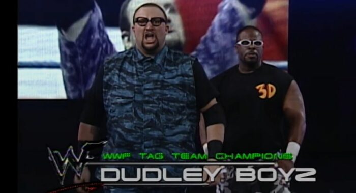 The Dudleys make their entrance at WrestleMania 2000.