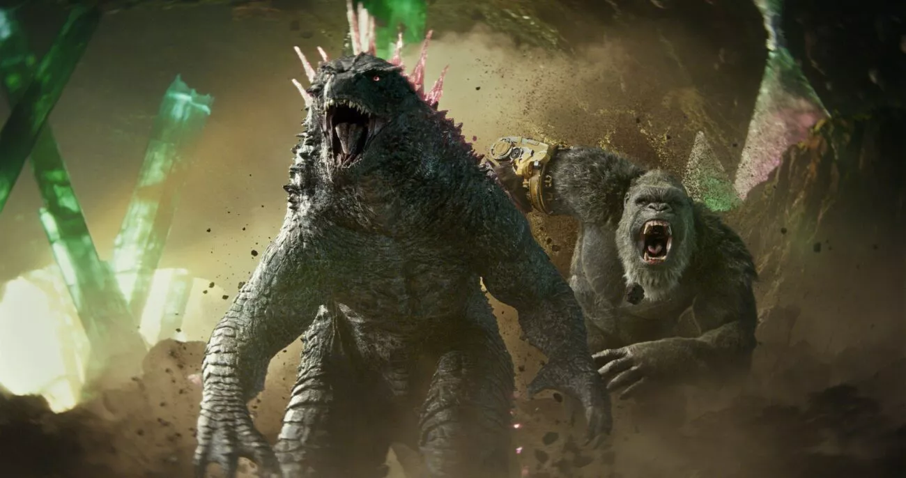 Godzilla and Kong running