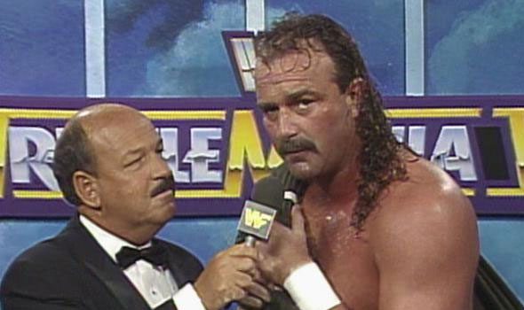 Jake 'The Snake' Roberts is interviewed by 'Mean' Gene at WrestleMania VI