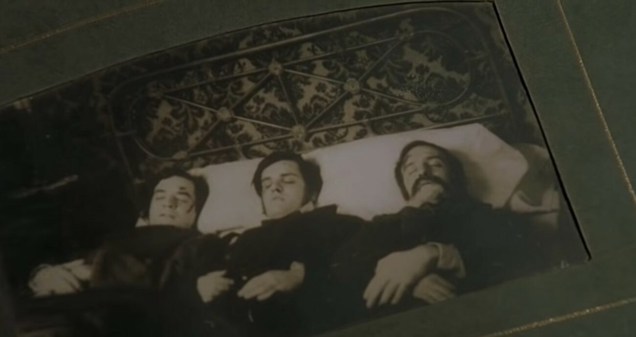 A picture of three dead people