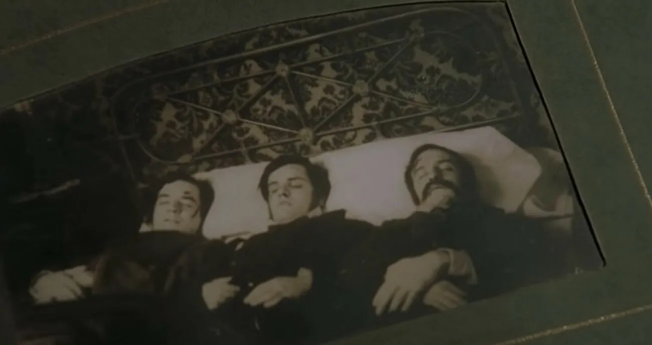 A picture of three dead people