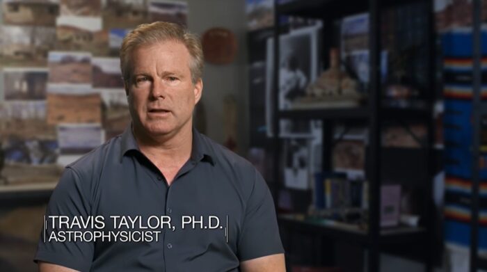 Dr. Travis Taylor in a talking head