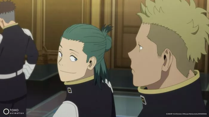 Two Defense Force recruits talking